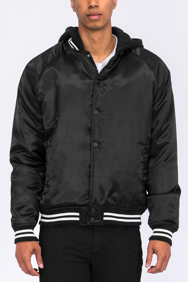 Satin Hooded Varsity Jacket-0