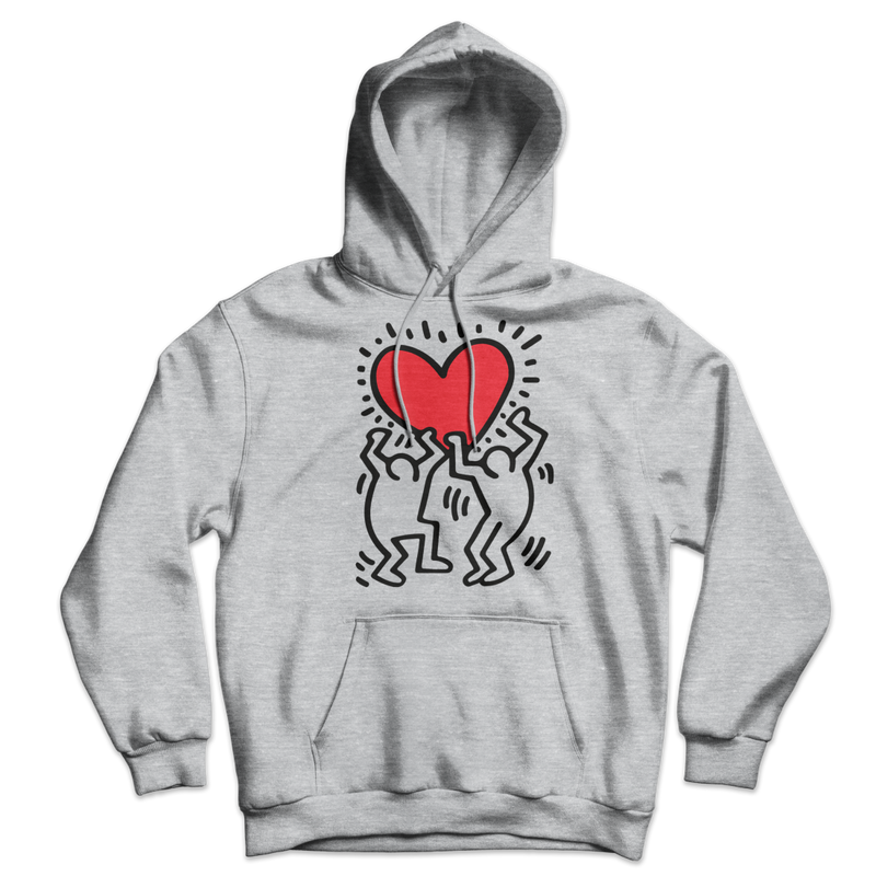 Men Holding Heart Icon, Street Art Hoodie-0