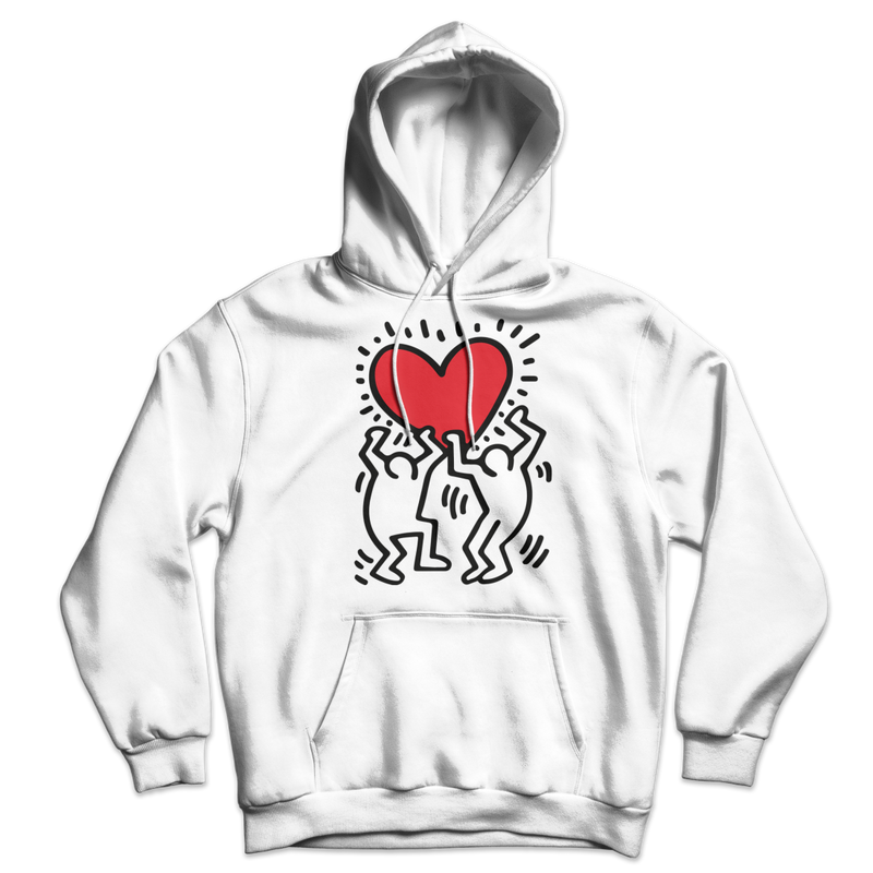 Men Holding Heart Icon, Street Art Hoodie-1