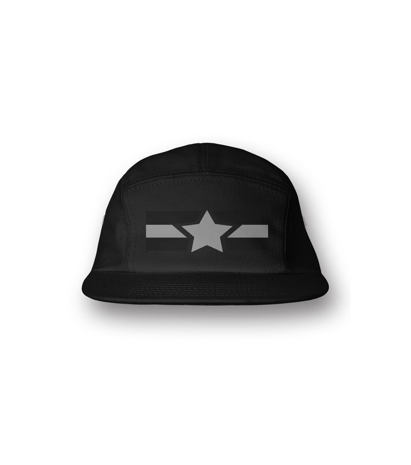 5Star 5panel Hat (black black grey)