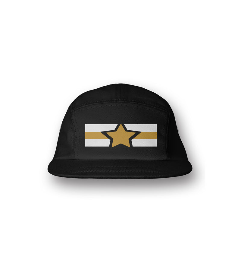 5Star 5panel Hat (black gold white)