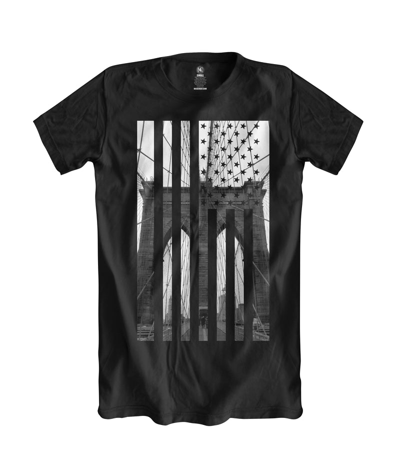 Brooklyn Bridge tshirt -Flag-Black