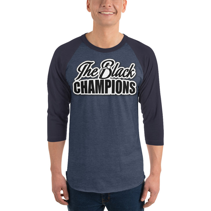 Black Champions 3/4 sleeve raglan shirt