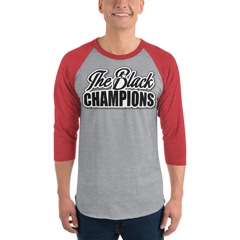 Black Champions 3/4 sleeve raglan shirt